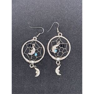 VTG Boho Dreamcatcher Earrings Moon Dreamcatcher Dangle Earrings